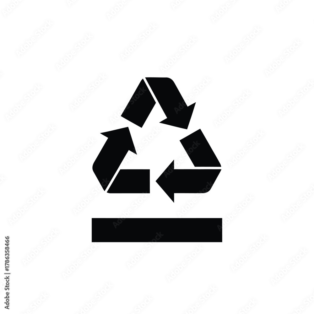 Obraz premium Black recycling symbol with horizontal bar recycle