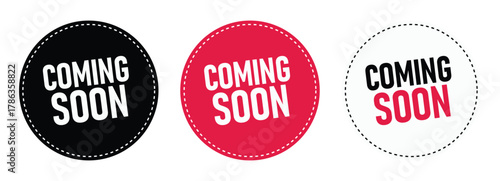 Coming soon text vector. Promotion banner sign. New product release symbol. A Vector set of banners coming soon.