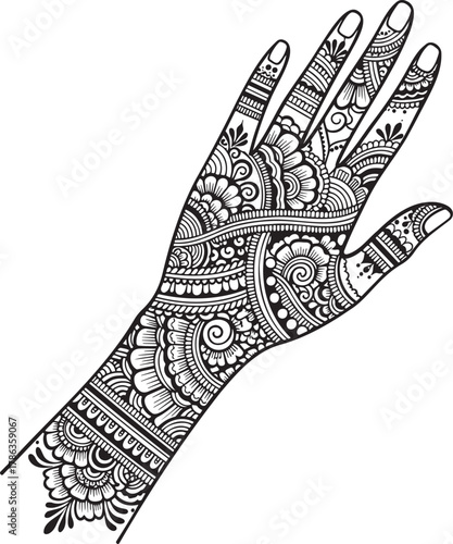 Beautiful Decorative Swirls and Floral Motifs for Bridal Mehndi Template