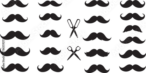 set of vector mustaches with different styles