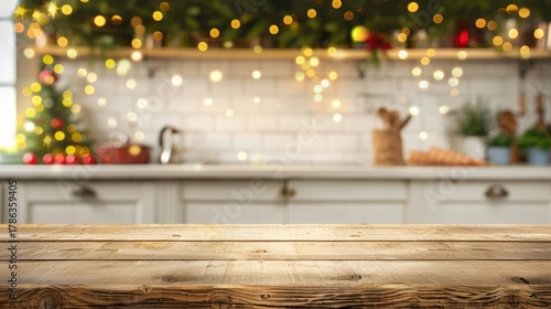 Wallpaper Mural Kitchen with a Christmas tree and a Christmas wreath Torontodigital.ca