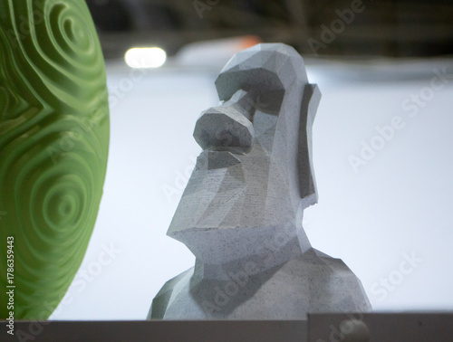 Art object printed on 3D printer. Model printed on 3D printer. 3D printed object. Shape printed on 3D printer from molten plastic. Printing technology. New modern additive FDM printing technologies