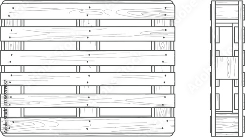 A top and side view illustration of a wooden shipping pallet.