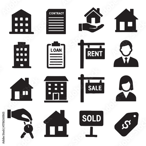 Real estate icon vector silhouette
