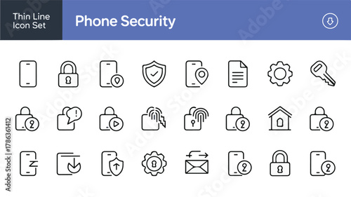 Phone security icons collection lock unlock