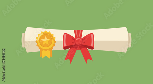 Graduation Diploma Scroll with Golden Seal and Red Ribbon isolated on transparent background graduation concept