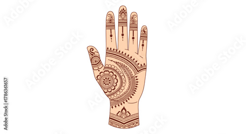 Beautiful Henna Mehndi Hand Tattoo Design Isolated on Transparent Background for Celebrations and Art