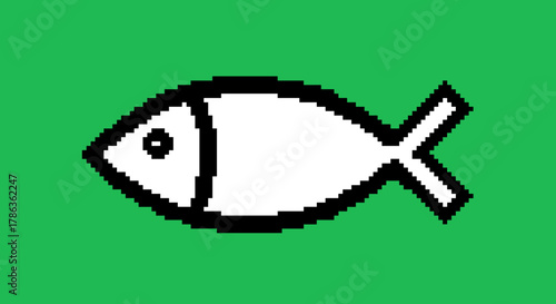 White Pixelated Fish Icon Symbolizing Health and Nature Isolated on Transparent Background for Digital Design
