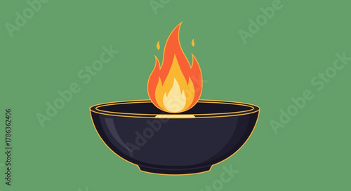 Flames of Passion Burning Brightly in a Deep Bowl Symbolizing Eternal Love and Desire isolated on transparent background