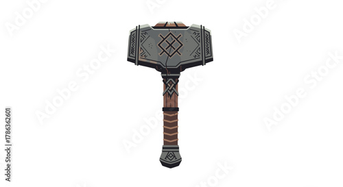 Mighty Viking Hammer Warrior Weapon Symbol of Strength Power and Protection isolated on transparent background