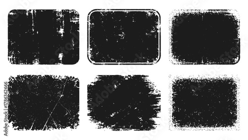 Foto Vector black paint brush spots, Hand drawn Ink brush strokes texture