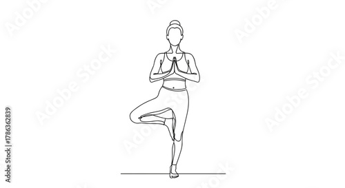 Elegant yoga tree pose illustration woman balance serenity meditation pose isolated on transparent background calm wellness