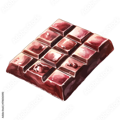 Watercolor Chocolate Bar Squares Clipart Vector
