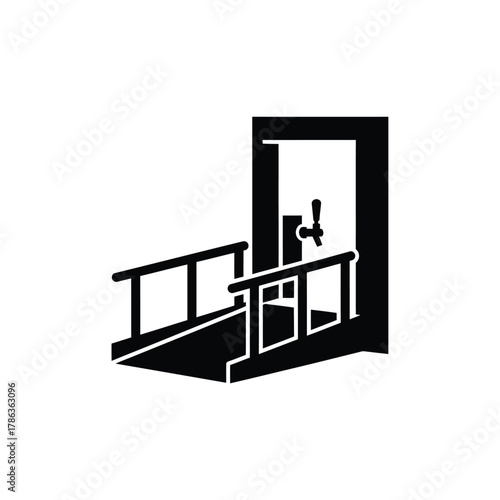 Black silhouette of a beer tap on a balcony railing