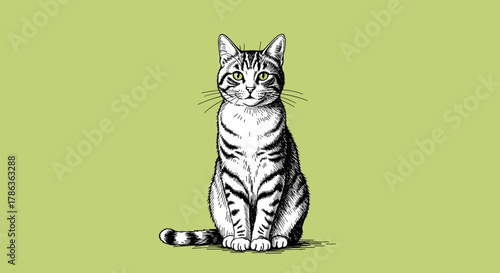 Charming tabby cat sitting elegantly with expressive eyes isolated on transparent background a symbol of domestic companionship and grace