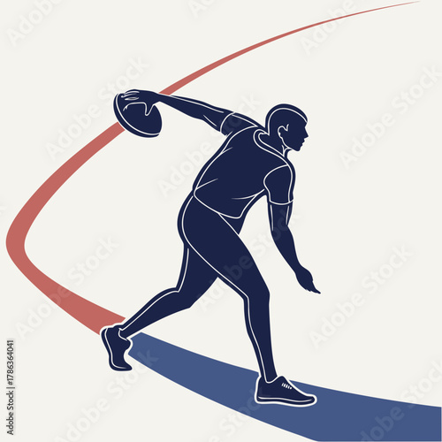 Stylized Silhouette of a Discus Thrower in Motion Keywords: discus thrower, athlete, sport