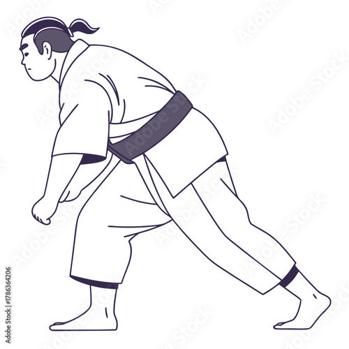 Sumo Wrestler in a Low Stance Ready to Grapple martial arts sport