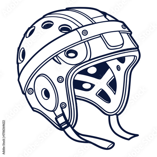 Line art illustration of a protective helmet for extreme sports protection safety