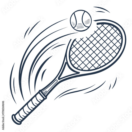 Tennis Racket and Ball in Motion Illustration sport game