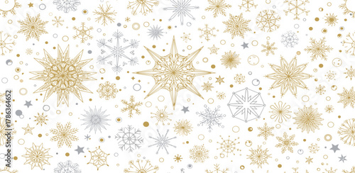 Elegant Snowflake Pattern A Festive White and Gold Winter Design