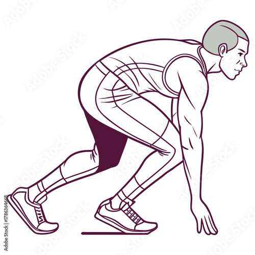 Athlete In Starting Position On White Background runner sprinter