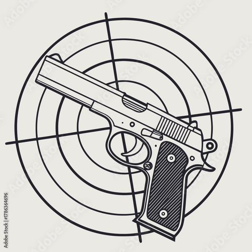 Handgun On Target With Crosshairs Illustration pistol firearm