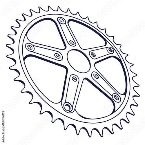 Outline Illustration of a Bicycle Sprocket with Five Spokes gear chainring