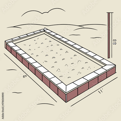 Raised Garden Bed Construction Diagram with Dimensions Keywords: garden bed, raised bed