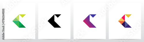 Triangles Geometric Futuristic Minimalist Modern Letter Initial Logo Design C