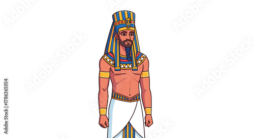 Ancient Egyptian Pharaoh Egyptian King Ruler Historical Figure Cartoon Character Isolated on Transparent Background