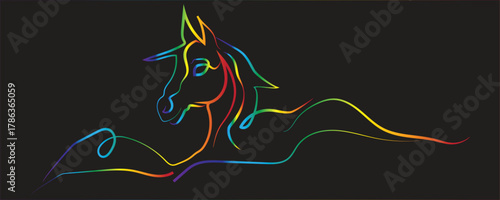 Unicorn New Year Patterns 2026. Vector Neon Color Linear unicorn Illustration.