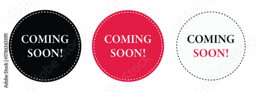 Coming soon text vector. Promotion banner sign. New product release symbol. A Vector set of banners coming soon.