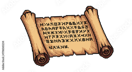 Ancient Scroll with Mysterious Runes Isolated on Transparent Background for Fantasy Game Design Elements