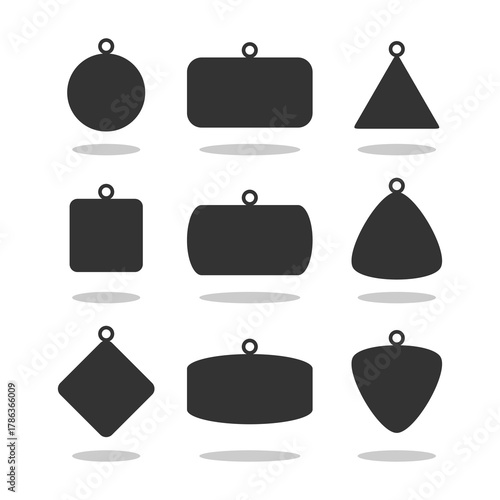 Set of dog tag id badges with shadow