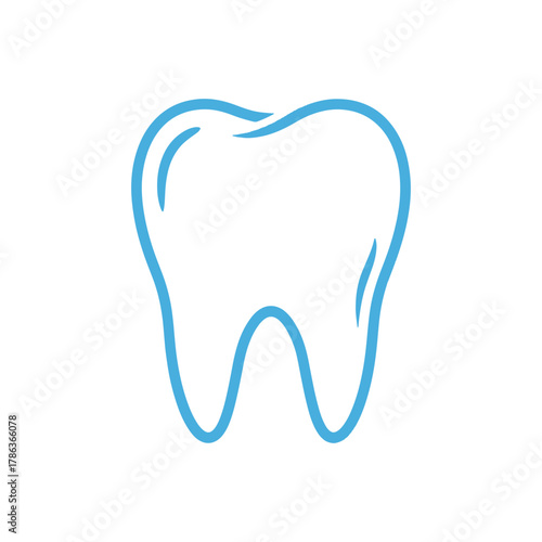 Simple blue outline of a single tooth on a white background dental health