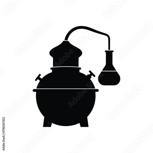 Black silhouette of a distillation apparatus equipment 1