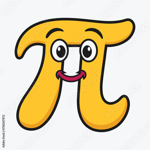 Cartoon PI symbol on white background