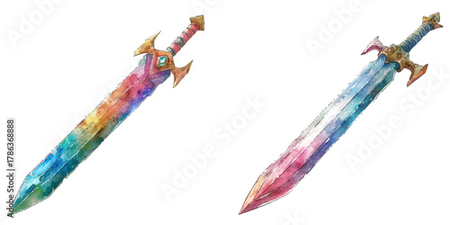 fantasy sword watercolor vector illustration