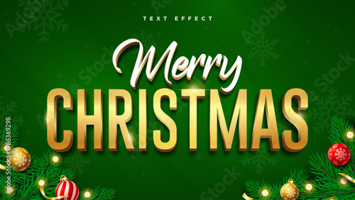Merry Christmas Gold and Script Text Effect