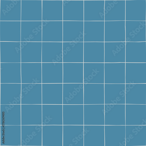 Campus lifestyle pattern with blue background with hand drawn white grid lines for dorm textiles and cafeteria dining sets