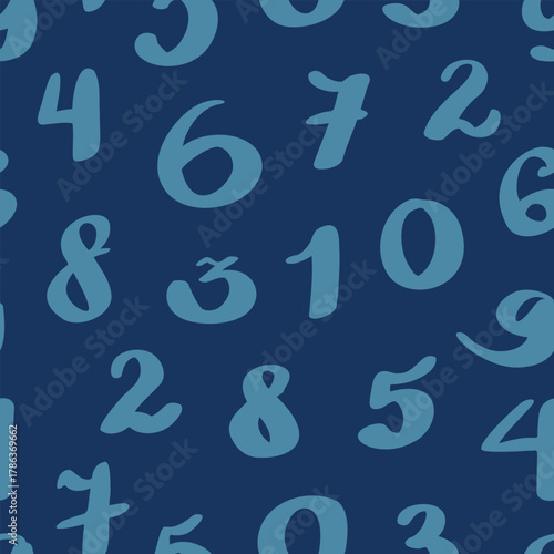 Dark blue background with handwritten blue numbers for professional documents and office accessories