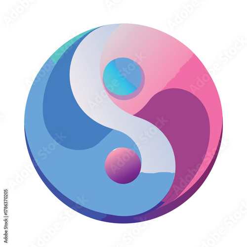 Modern Gradient Yin Yang Symbol - Balance, Harmony, and Spirituality Concept Vector Illustration