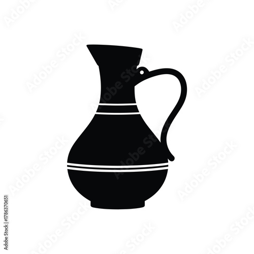 Black silhouette of a jug with decorative bands pitcher