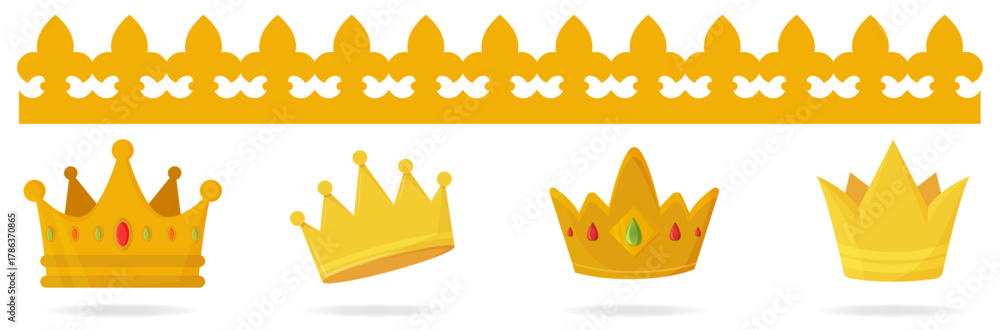 Obraz premium Ensemble de couronnes pour la galette des rois - Cultur eet traditions - Collection de couronnes -