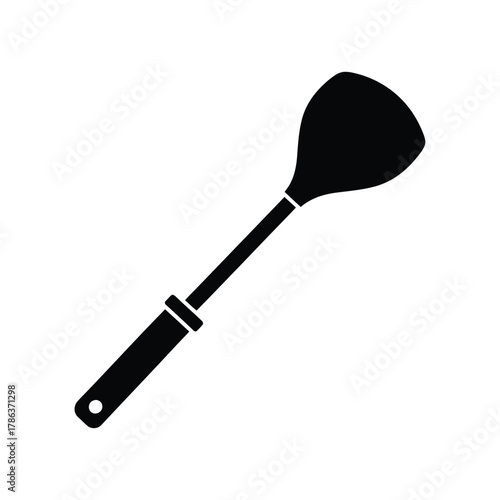 Black silhouette of a kitchen spatula on white background