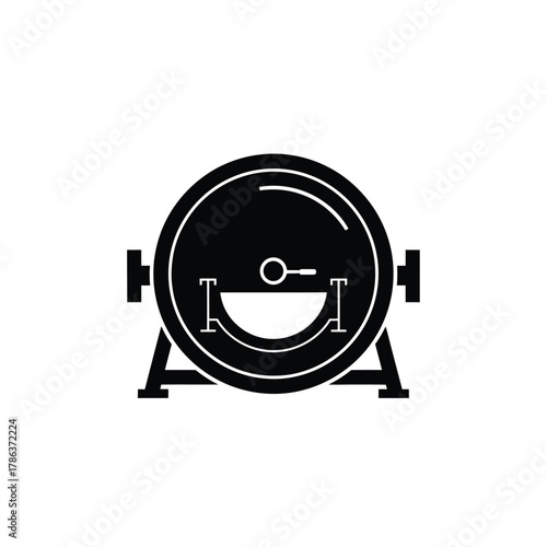Black silhouette of a lottery drum on a stand wheel