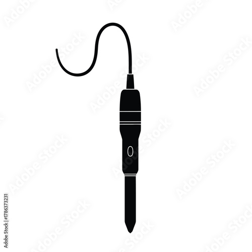 Black silhouette of a medical probe with cable equipment