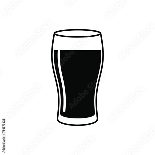Black silhouette of a pint glass filled with dark liquid