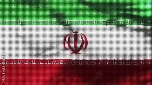 Iran flag with LED screen display. These videos are retro-style, realistic and 4K, and are perfect for creative projects.