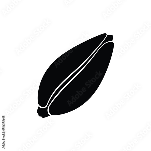 Black silhouette of a single grain of wheat seed agriculture